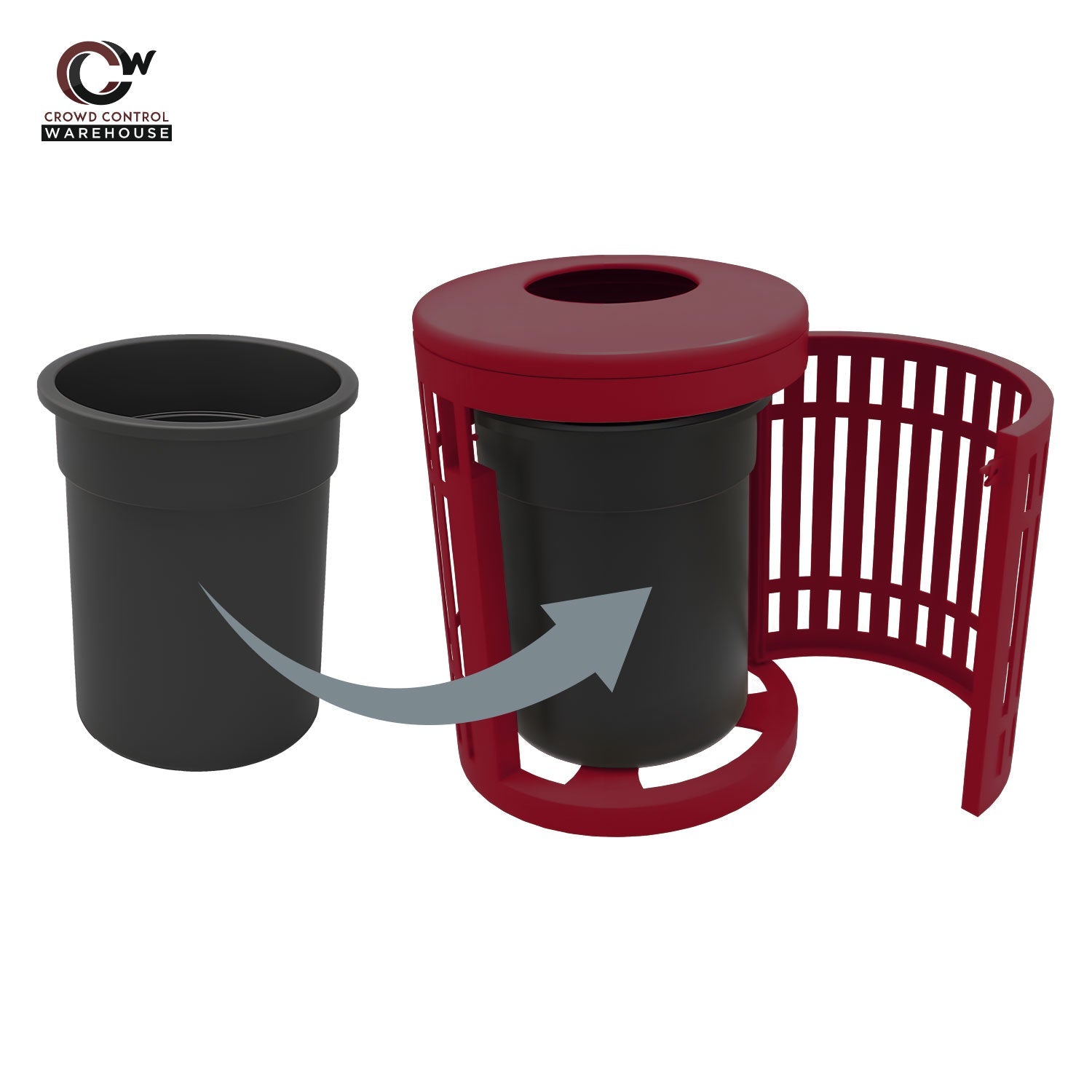 Downtown Side Opening Trash Receptacles - Crowd Control Warehouse
