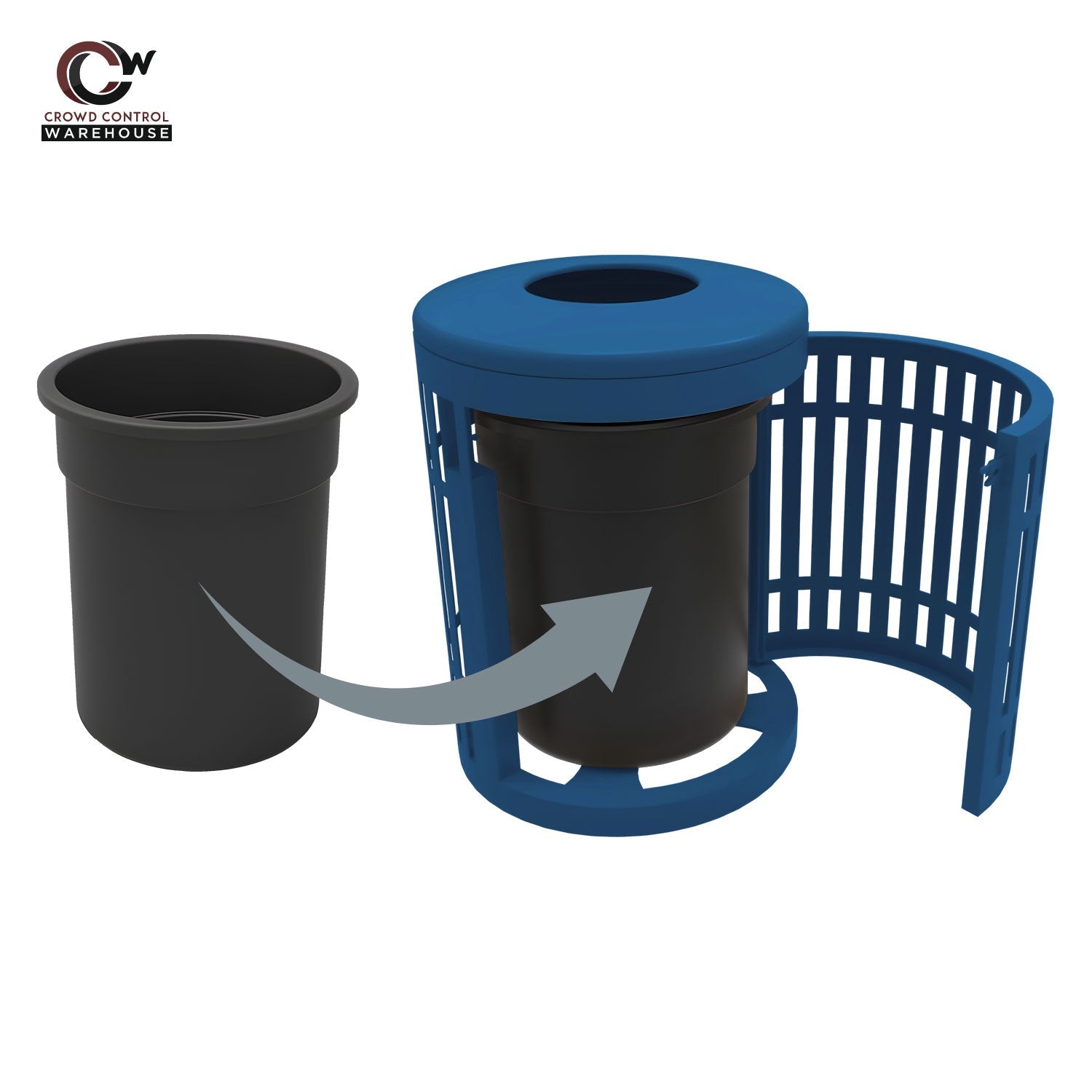 Downtown Side Opening Trash Receptacles - Crowd Control Warehouse