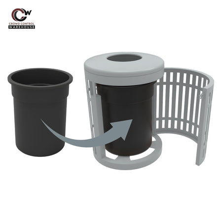 Downtown Side Opening Trash Receptacles - Crowd Control Warehouse