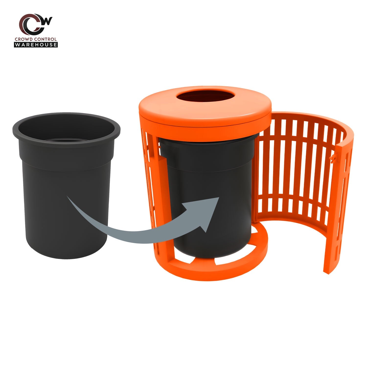 Downtown Side Opening Trash Receptacles - Crowd Control Warehouse