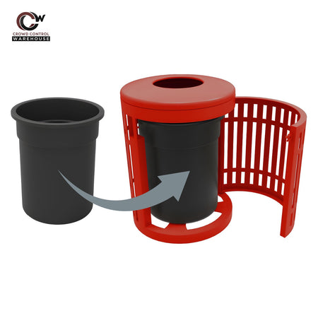 Downtown Side Opening Trash Receptacles - Crowd Control Warehouse