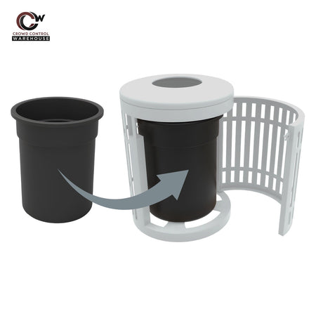 Downtown Side Opening Trash Receptacles - Crowd Control Warehouse