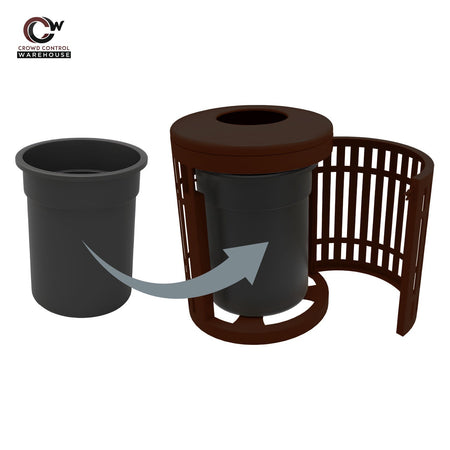 Downtown Side Opening Trash Receptacles - Crowd Control Warehouse