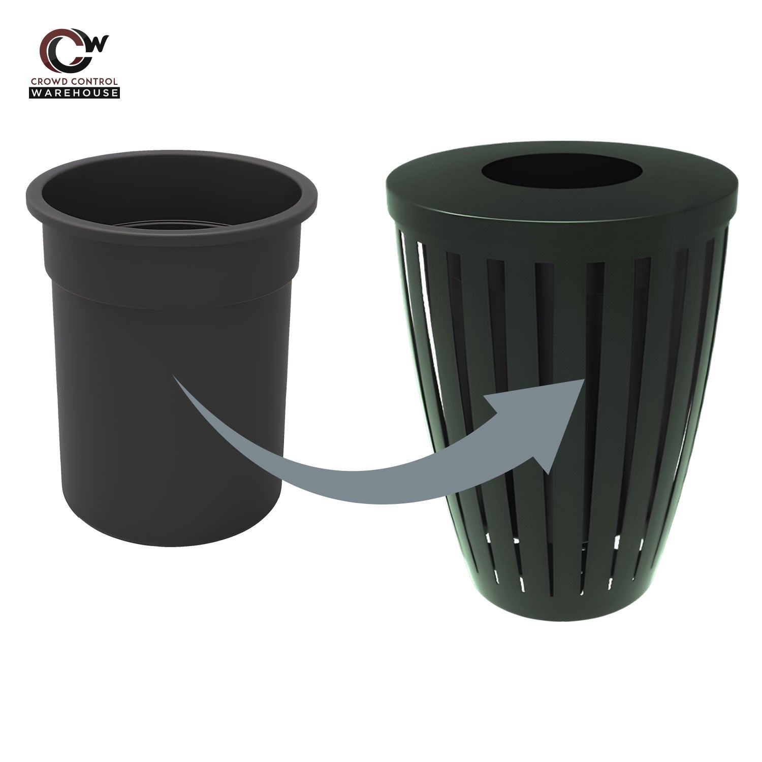 Downtown Tapered Trash Receptacles - Crowd Control Warehouse