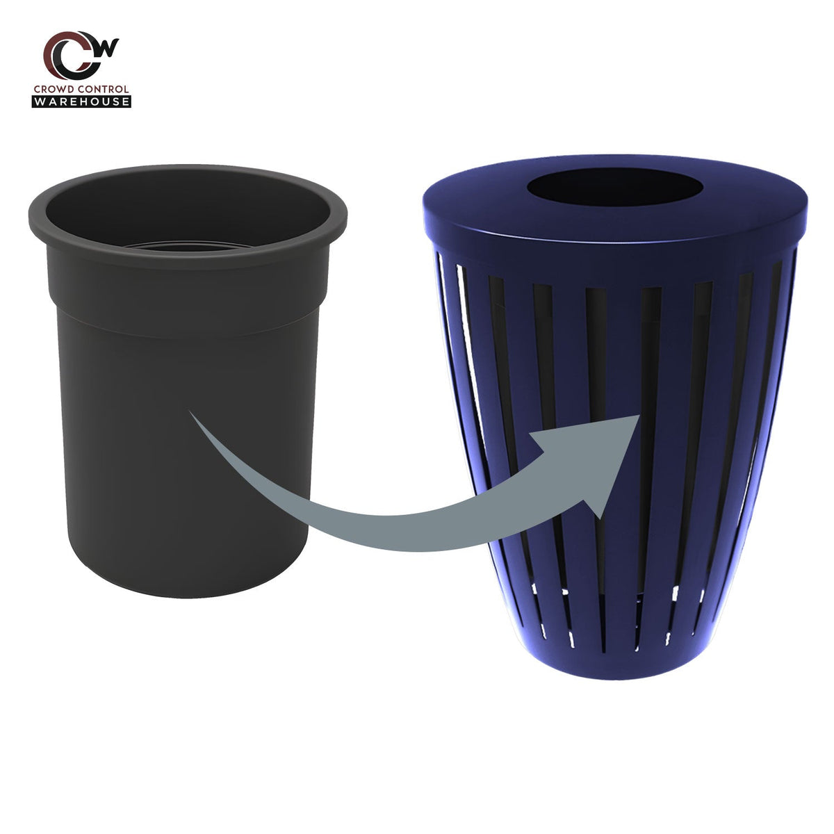 Downtown Tapered Trash Receptacles - Crowd Control Warehouse