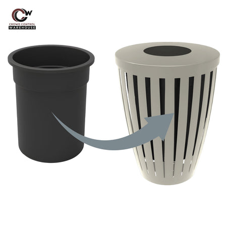 Downtown Tapered Trash Receptacles - Crowd Control Warehouse