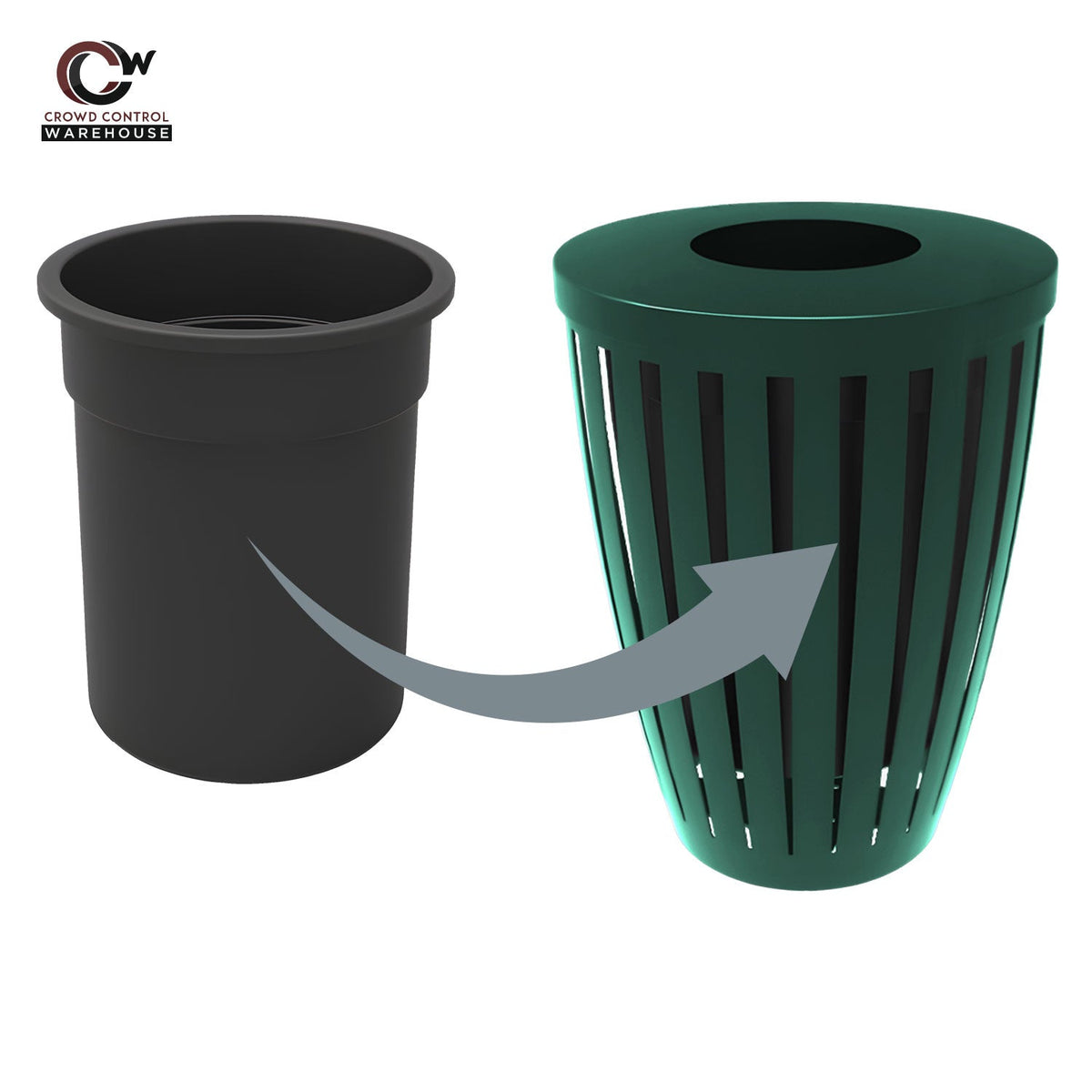Downtown Tapered Trash Receptacles - Crowd Control Warehouse