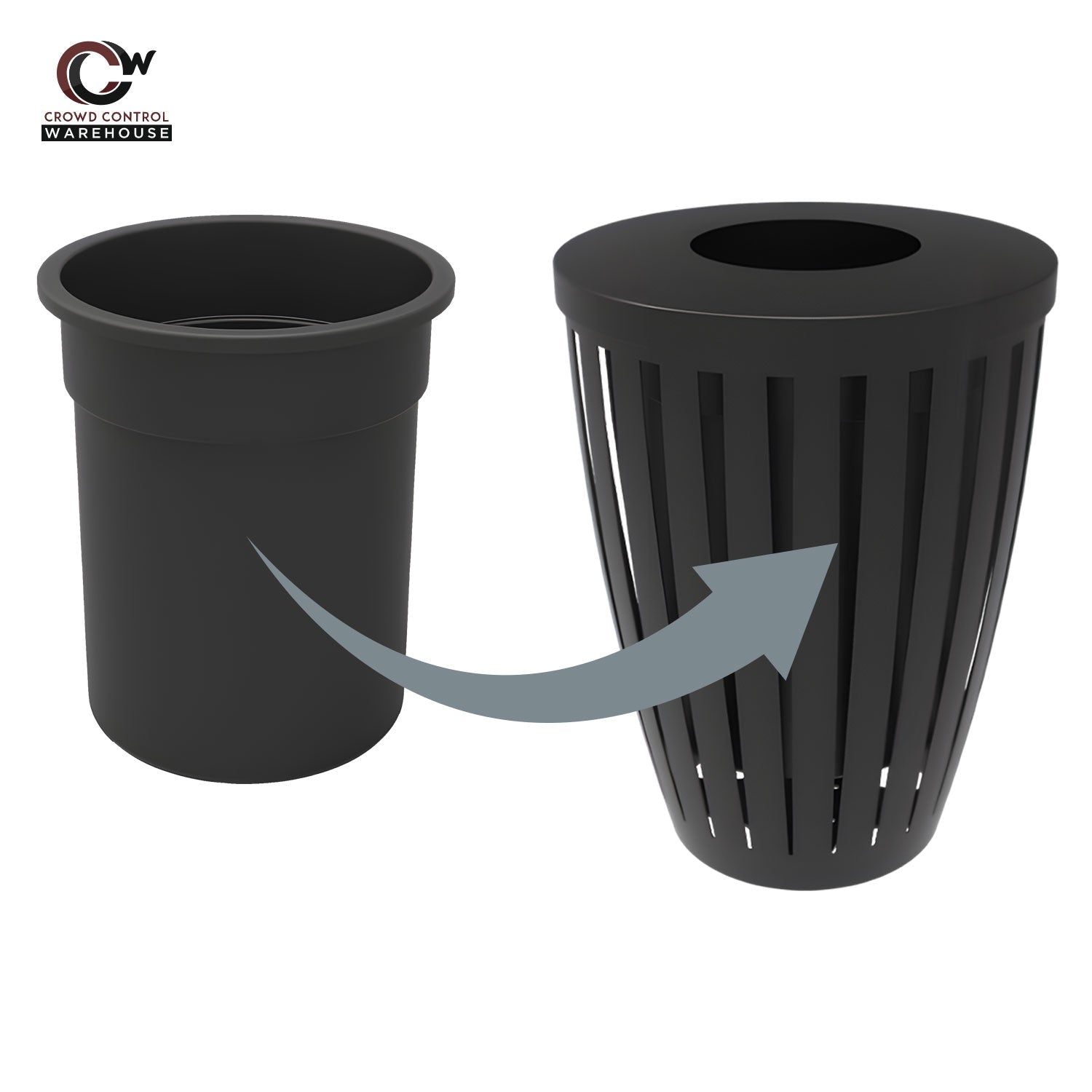Downtown Tapered Trash Receptacles - Crowd Control Warehouse