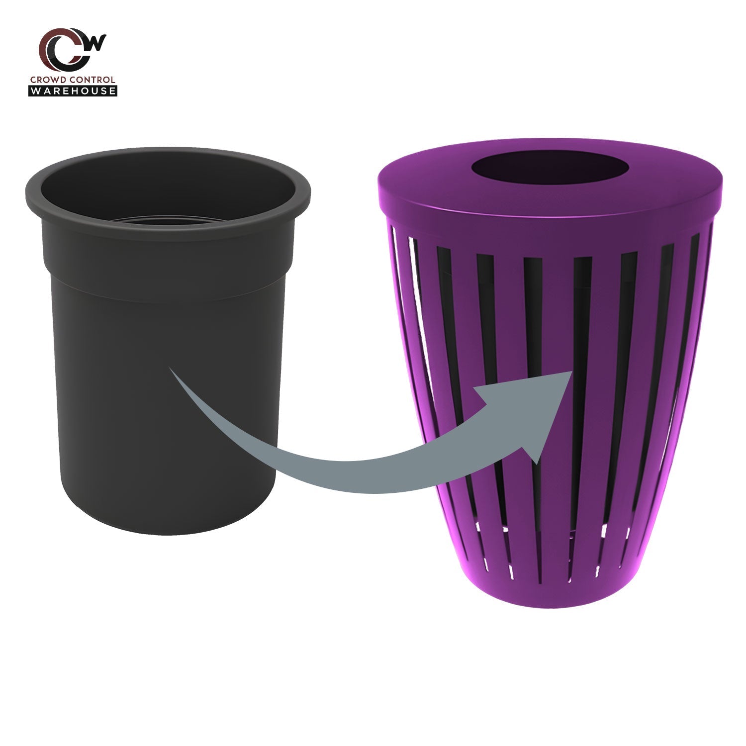 Downtown Tapered Trash Receptacles - Crowd Control Warehouse