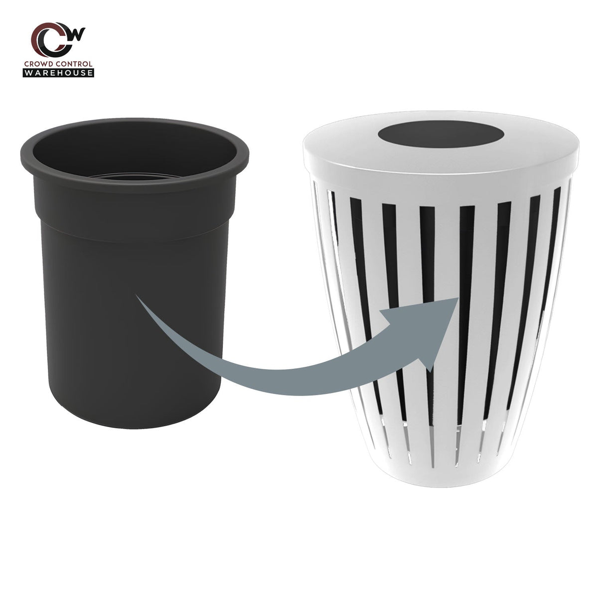 Downtown Tapered Trash Receptacles - Crowd Control Warehouse