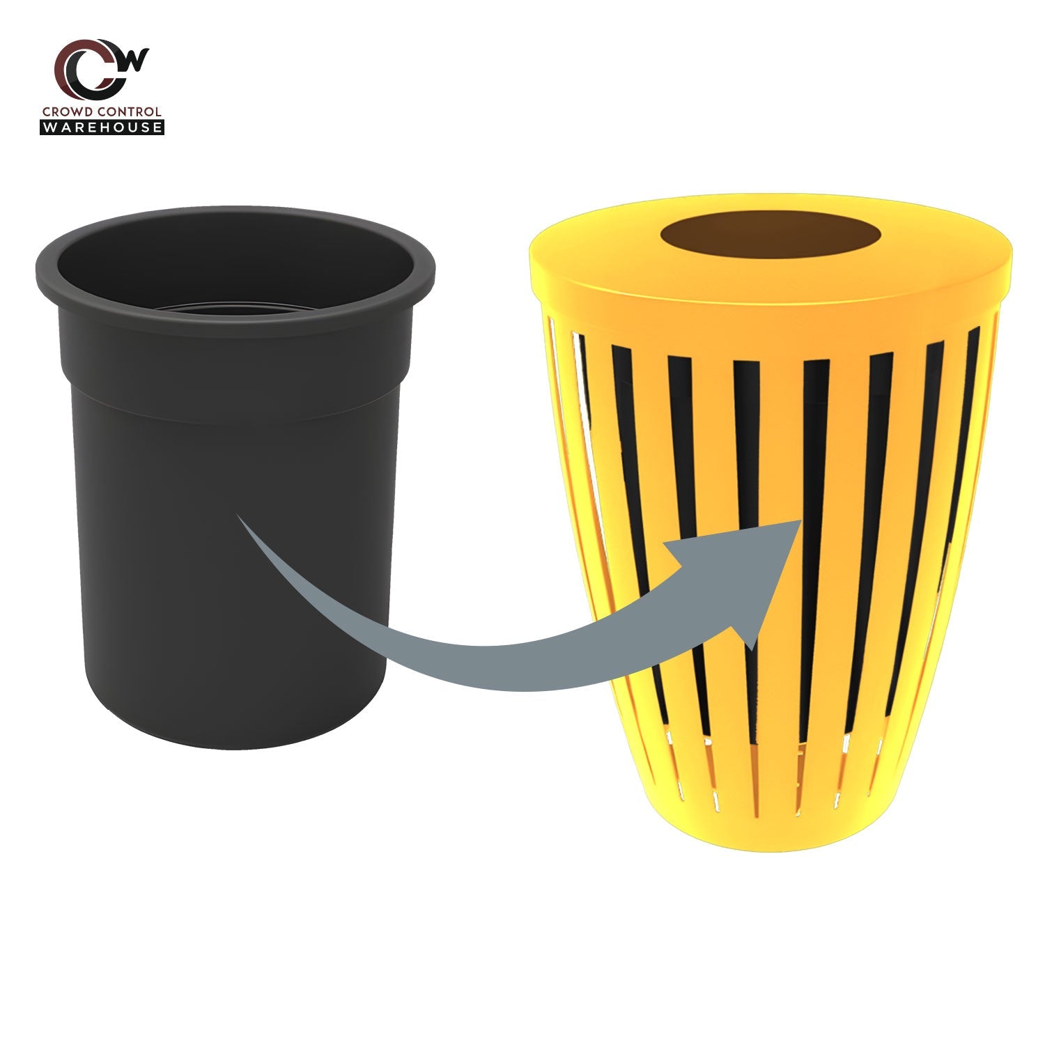 Downtown Tapered Trash Receptacles - Crowd Control Warehouse