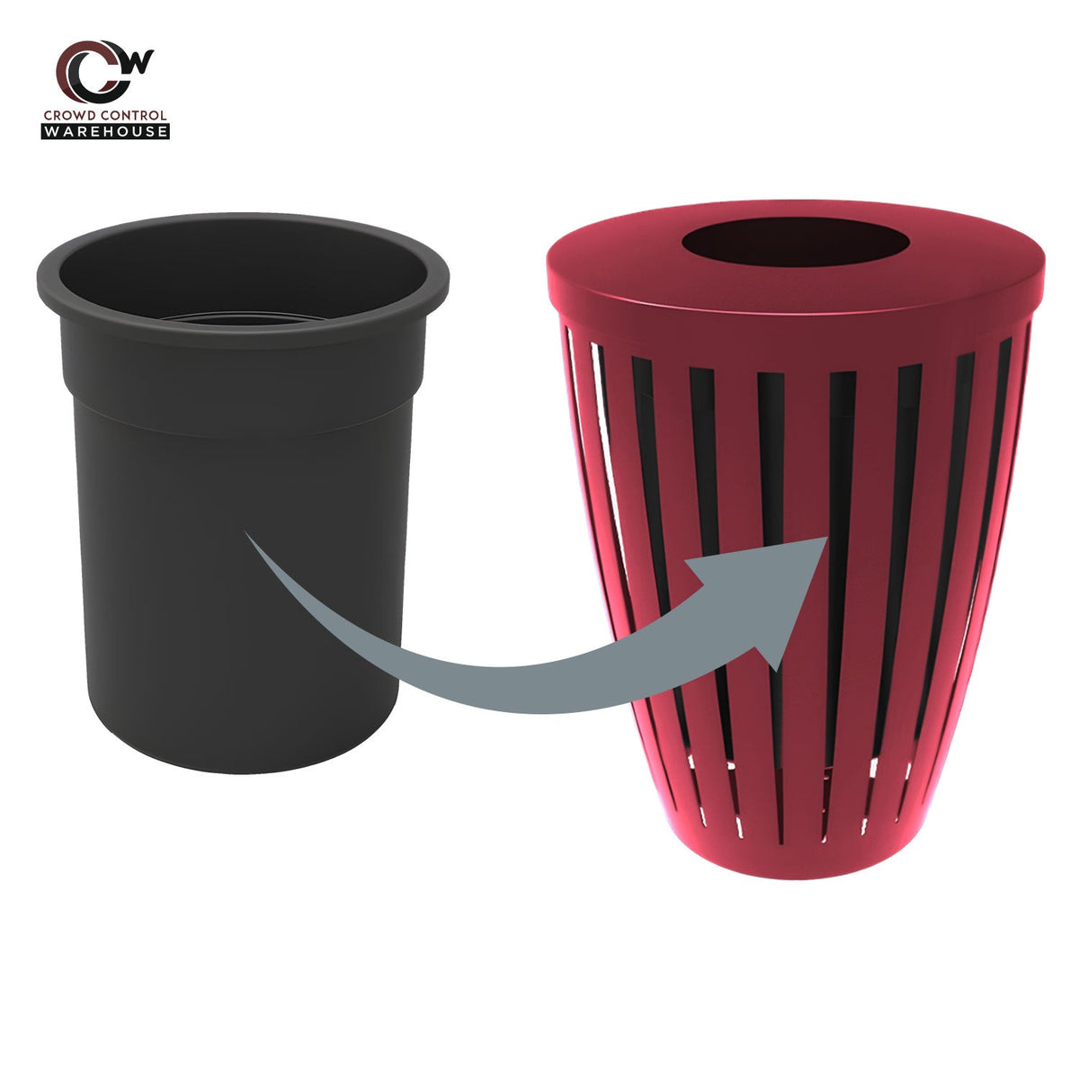 Downtown Tapered Trash Receptacles - Crowd Control Warehouse