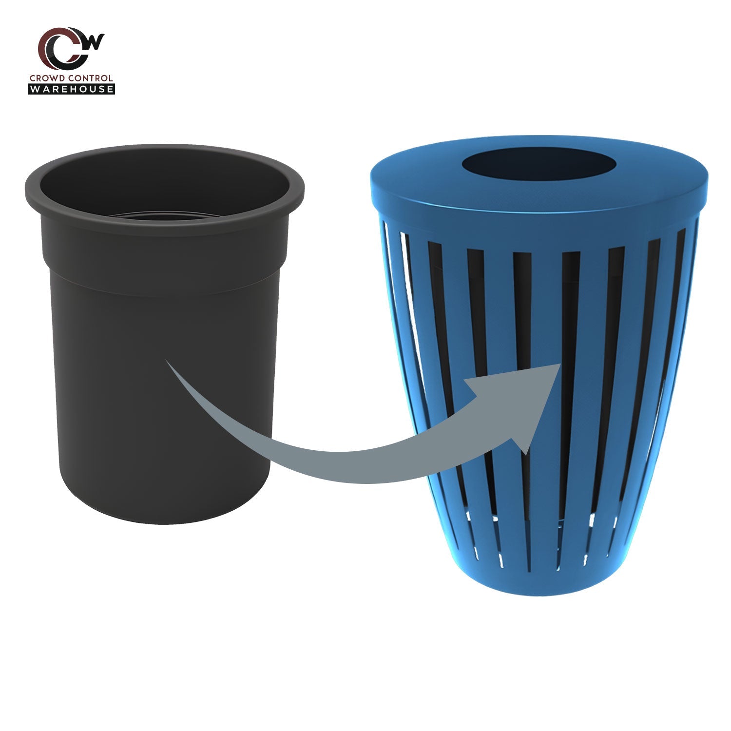 Downtown Tapered Trash Receptacles - Crowd Control Warehouse