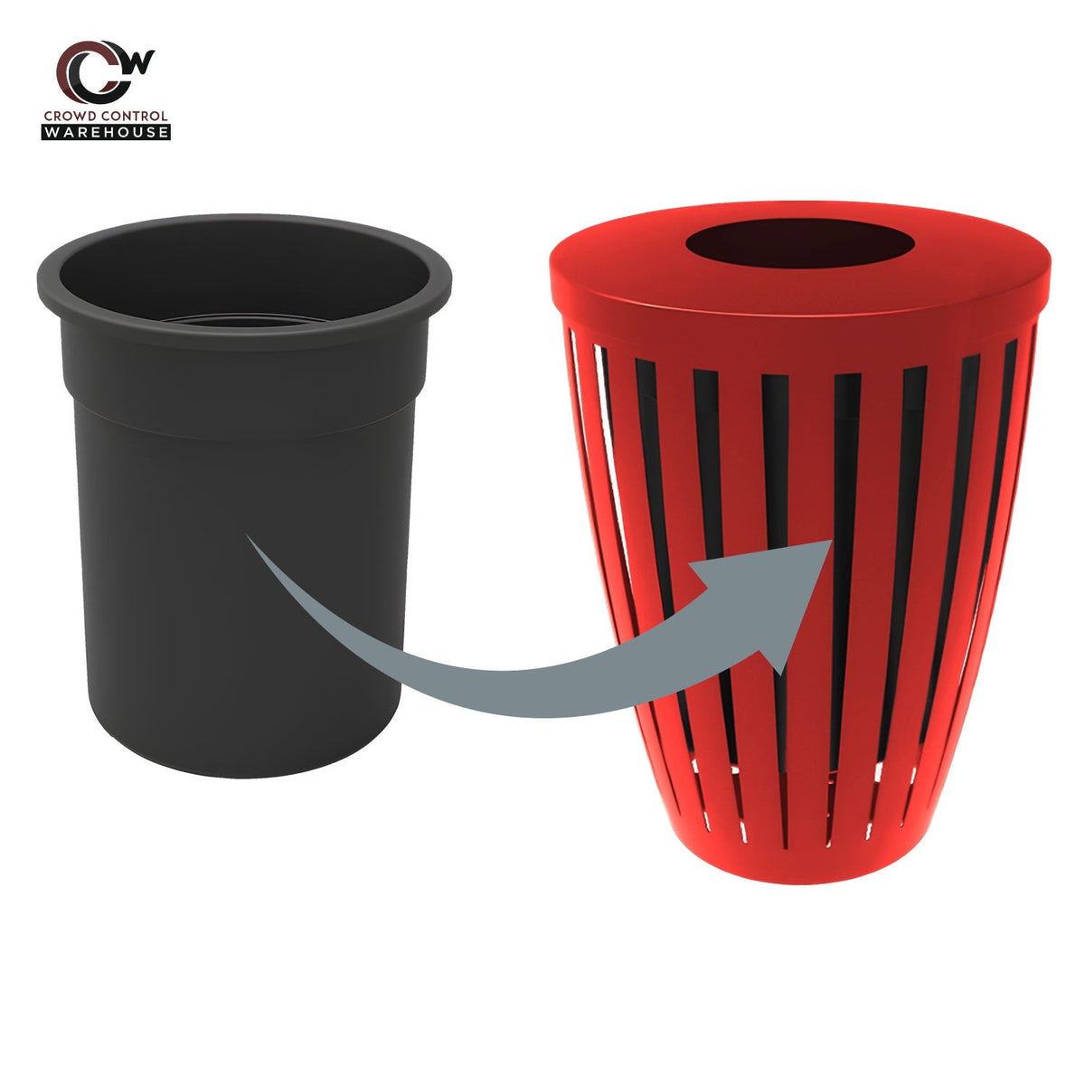 Downtown Tapered Trash Receptacles - Crowd Control Warehouse