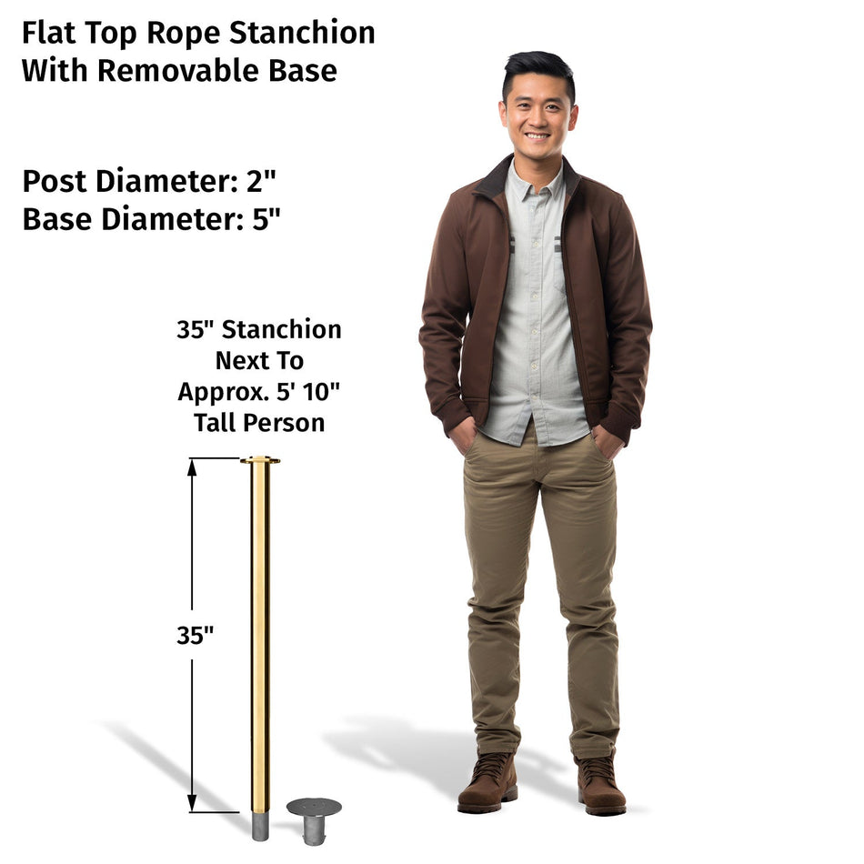 Flat Top Rope Stanchion with Removable Base - Montour Line CXlineR - Crowd Control Warehouse