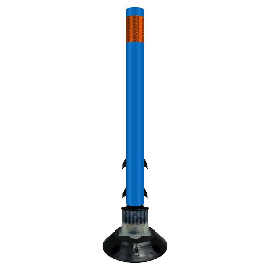 FlexStake 750 Series Surface Mount Traffic Delineator - Blue Tubular Post with Reflective Options - Crowd Control Warehouse