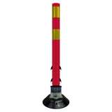 FlexStake 750 Series Surface Mount Traffic Delineator - Red Tubular Post with Reflective Sheeting Options - Crowd Control Warehouse