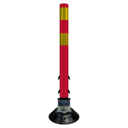 FlexStake 750 Series Surface Mount Traffic Delineator - Red Tubular Post with Reflective Sheeting Options - Crowd Control Warehouse