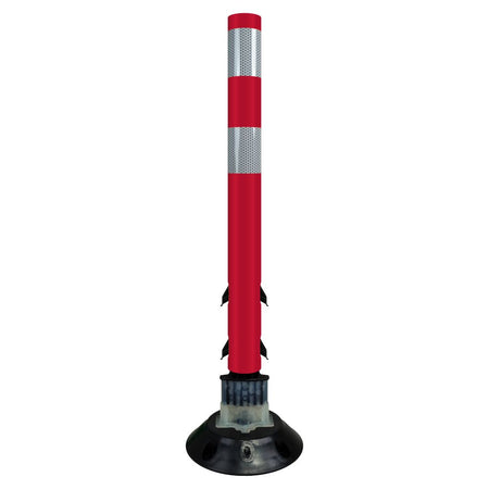 FlexStake 750 Series Surface Mount Traffic Delineator - Red Tubular Post with Reflective Sheeting Options - Crowd Control Warehouse