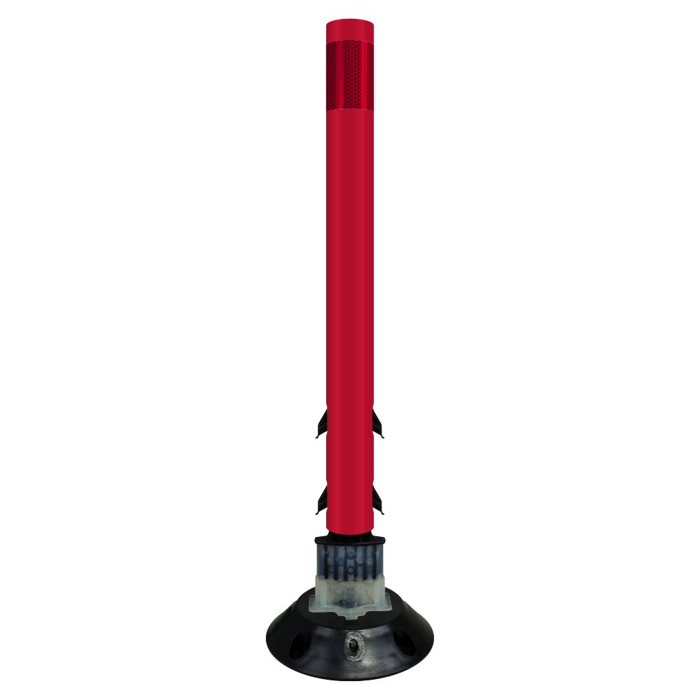 FlexStake 750 Series Surface Mount Traffic Delineator - Red Tubular Post with Reflective Sheeting Options - Crowd Control Warehouse