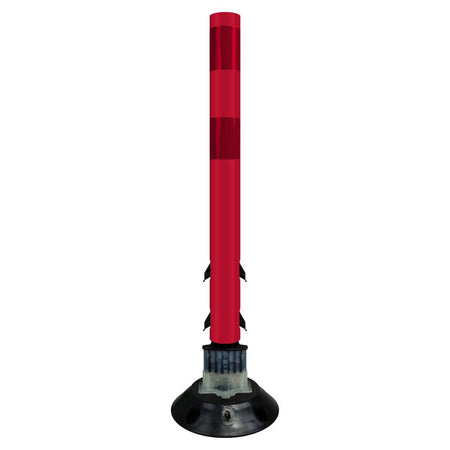 FlexStake 750 Series Surface Mount Traffic Delineator - Red Tubular Post with Reflective Sheeting Options - Crowd Control Warehouse