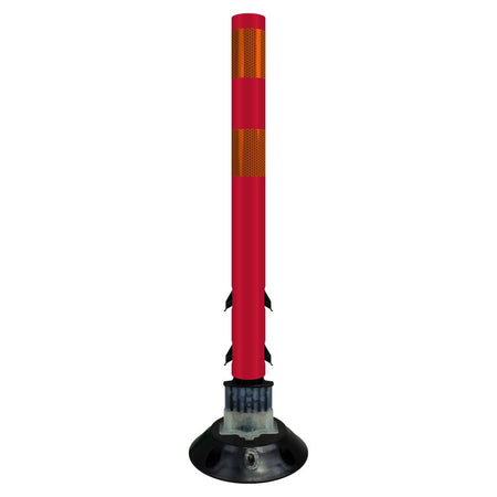 FlexStake 750 Series Surface Mount Traffic Delineator - Red Tubular Post with Reflective Sheeting Options - Crowd Control Warehouse
