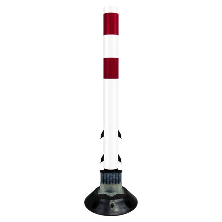FlexStake 750 Series Surface Mount Traffic Delineator - White Tubular Post with Reflective Sheeting Options - Crowd Control Warehouse