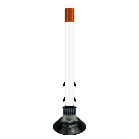 FlexStake 750 Series Surface Mount Traffic Delineator - White Tubular Post with Reflective Sheeting Options - Crowd Control Warehouse