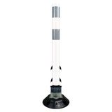 FlexStake 750 Series Surface Mount Traffic Delineator - White Tubular Post with Reflective Sheeting Options - Crowd Control Warehouse