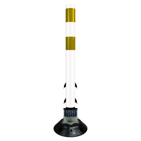 FlexStake 750 Series Surface Mount Traffic Delineator - White Tubular Post with Reflective Sheeting Options - Crowd Control Warehouse