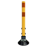 FlexStake 750 Series Surface Mount Traffic Delineator - Yellow Tubular Post with Reflective Sheeting Options - Crowd Control Warehouse
