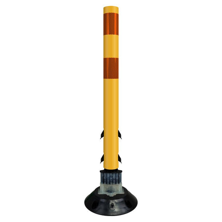 FlexStake 750 Series Surface Mount Traffic Delineator - Yellow Tubular Post with Reflective Sheeting Options - Crowd Control Warehouse