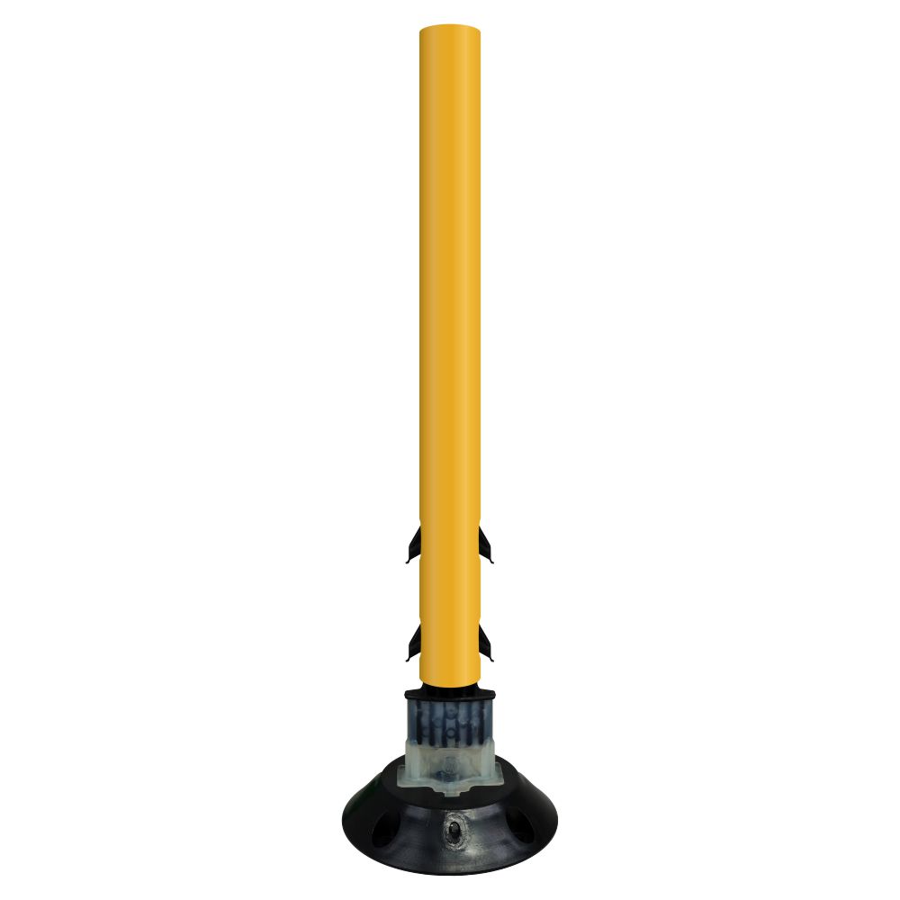 FlexStake 750 Series Surface Mount Traffic Delineator - Yellow Tubular Post with Reflective Sheeting Options - Crowd Control Warehouse