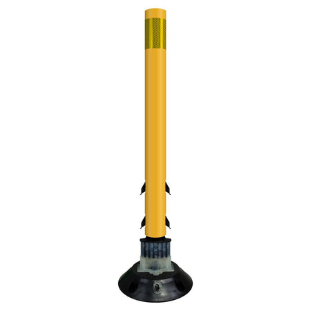 FlexStake 750 Series Surface Mount Traffic Delineator - Yellow Tubular Post with Reflective Sheeting Options - Crowd Control Warehouse