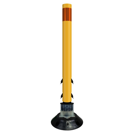 FlexStake 750 Series Surface Mount Traffic Delineator - Yellow Tubular Post with Reflective Sheeting Options - Crowd Control Warehouse