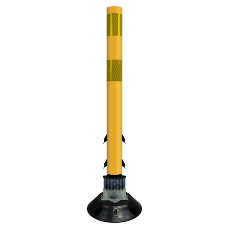 FlexStake 750 Series Surface Mount Traffic Delineator - Yellow Tubular Post with Reflective Sheeting Options - Crowd Control Warehouse