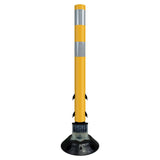 FlexStake 750 Series Surface Mount Traffic Delineator - Yellow Tubular Post with Reflective Sheeting Options - Crowd Control Warehouse