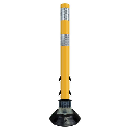 FlexStake 750 Series Surface Mount Traffic Delineator - Yellow Tubular Post with Reflective Sheeting Options - Crowd Control Warehouse