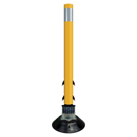 FlexStake 750 Series Surface Mount Traffic Delineator - Yellow Tubular Post with Reflective Sheeting Options - Crowd Control Warehouse