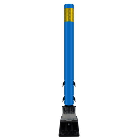 FlexStake Center Line Surface Mount Base Traffic Delineator - Blue Tubular Post with Reflective Options - Crowd Control Warehouse