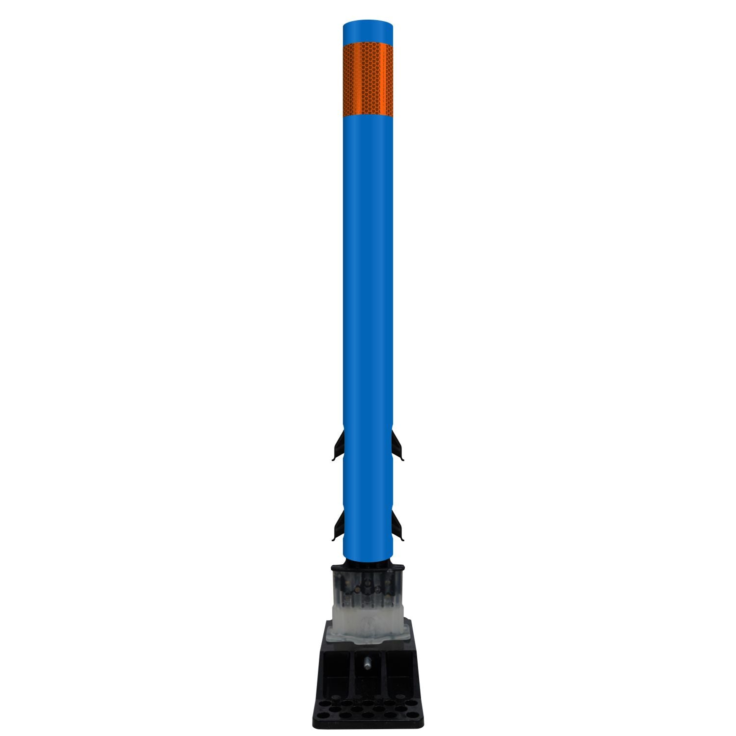 FlexStake Center Line Surface Mount Base Traffic Delineator - Blue Tubular Post with Reflective Options - Crowd Control Warehouse