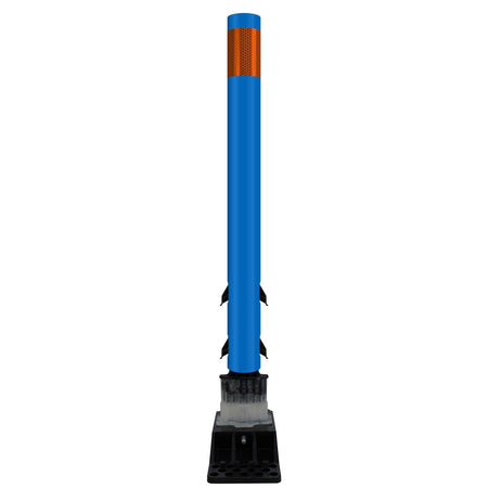 FlexStake Center Line Surface Mount Base Traffic Delineator - Blue Tubular Post with Reflective Options - Crowd Control Warehouse