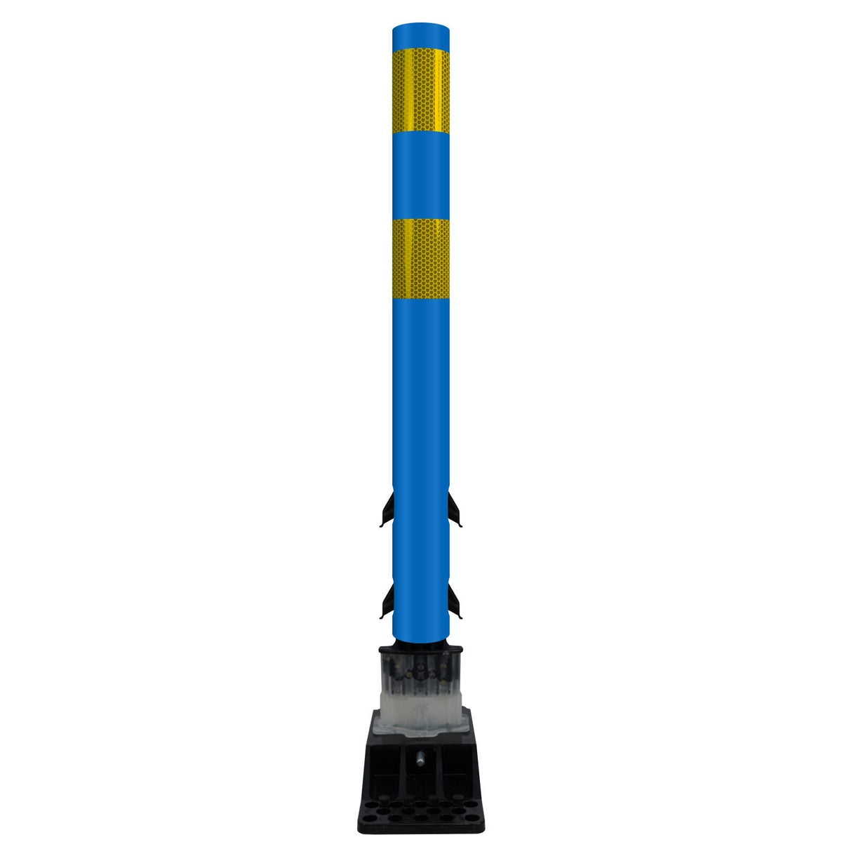 FlexStake Center Line Surface Mount Base Traffic Delineator - Blue Tubular Post with Reflective Options - Crowd Control Warehouse