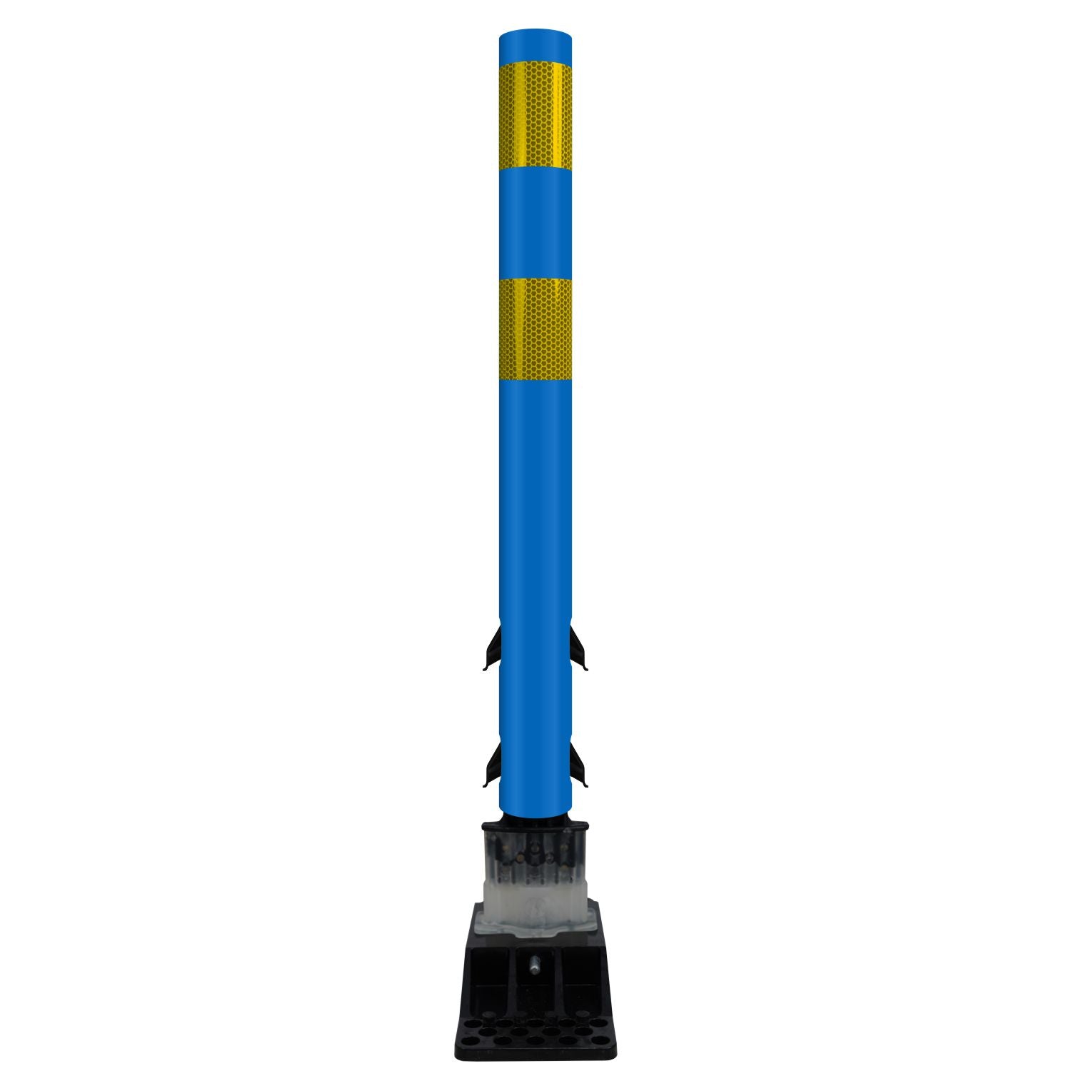 FlexStake Center Line Surface Mount Base Traffic Delineator - Blue Tubular Post with Reflective Options - Crowd Control Warehouse