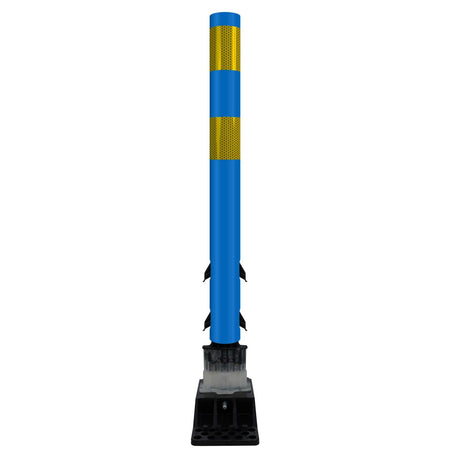 FlexStake Center Line Surface Mount Base Traffic Delineator - Blue Tubular Post with Reflective Options - Crowd Control Warehouse