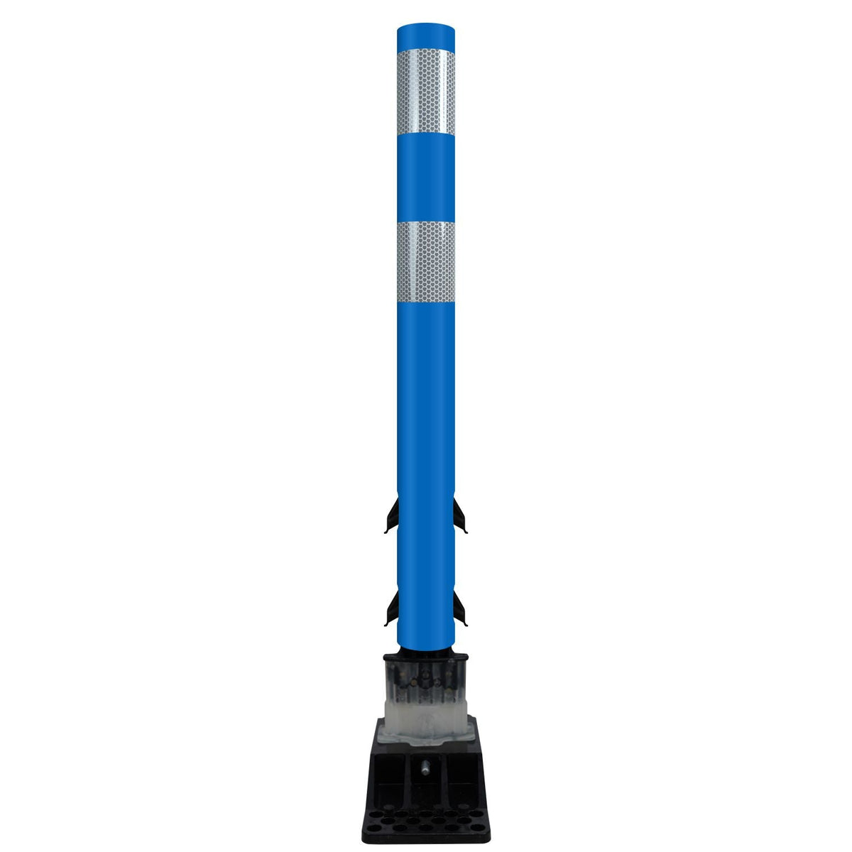 FlexStake Center Line Surface Mount Base Traffic Delineator - Blue Tubular Post with Reflective Options - Crowd Control Warehouse