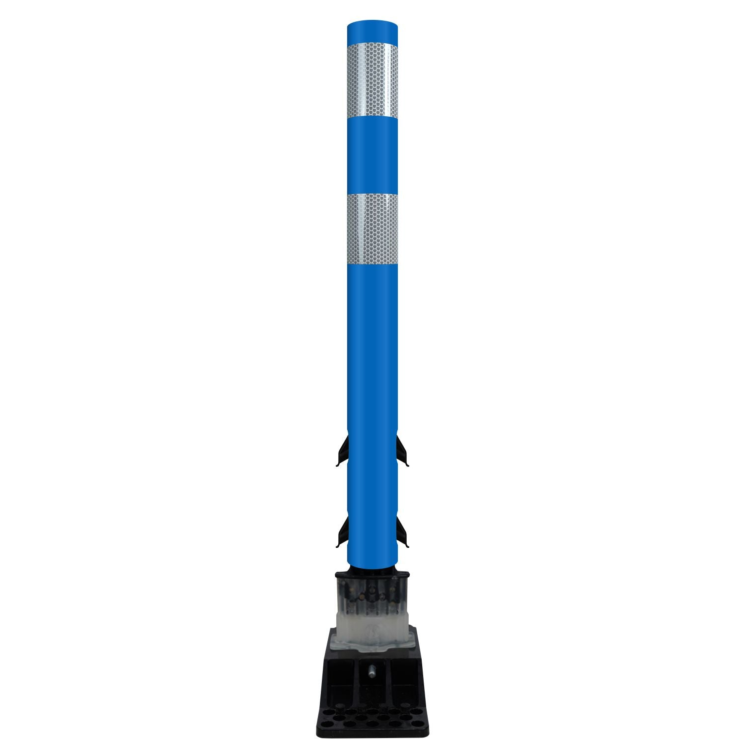 FlexStake Center Line Surface Mount Base Traffic Delineator - Blue Tubular Post with Reflective Options - Crowd Control Warehouse