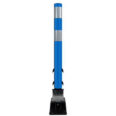 FlexStake Center Line Surface Mount Base Traffic Delineator - Blue Tubular Post with Reflective Options - Crowd Control Warehouse
