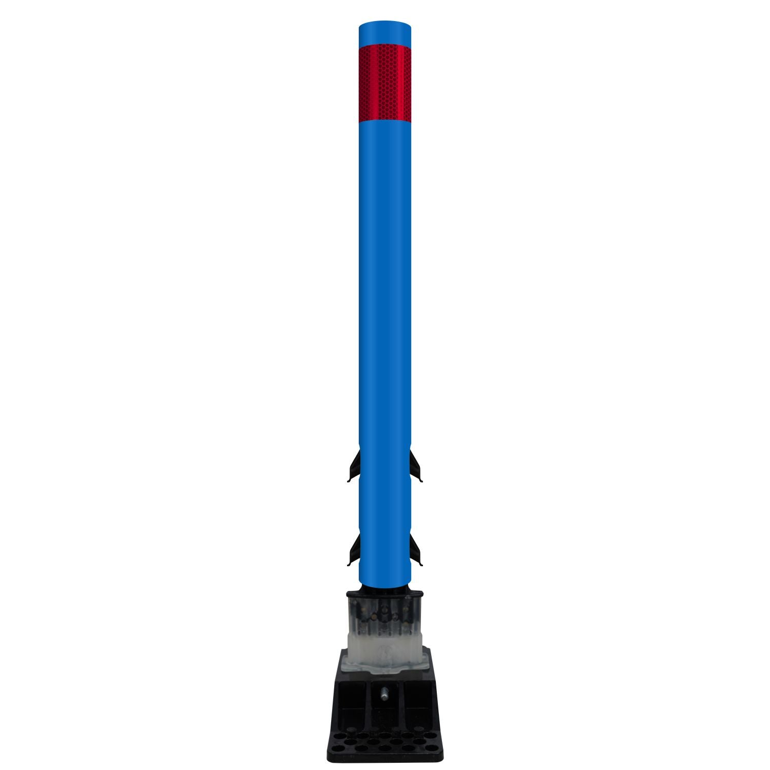 FlexStake Center Line Surface Mount Base Traffic Delineator - Blue Tubular Post with Reflective Options - Crowd Control Warehouse