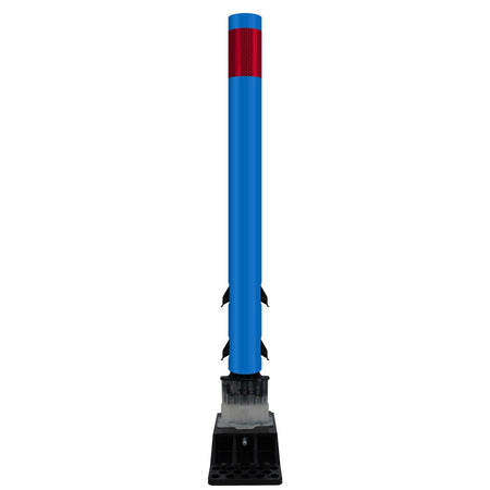FlexStake Center Line Surface Mount Base Traffic Delineator - Blue Tubular Post with Reflective Options - Crowd Control Warehouse